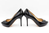 Jimmy Choo Black Patent Leather Peep Toe Heels Size 35.5 Eb0824sxdu