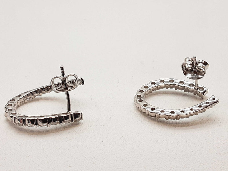1.50 Cttw Lab Grown Diamonds 0.925 Silver 3.0g Curved Hoop Earrings Do0525lcrde