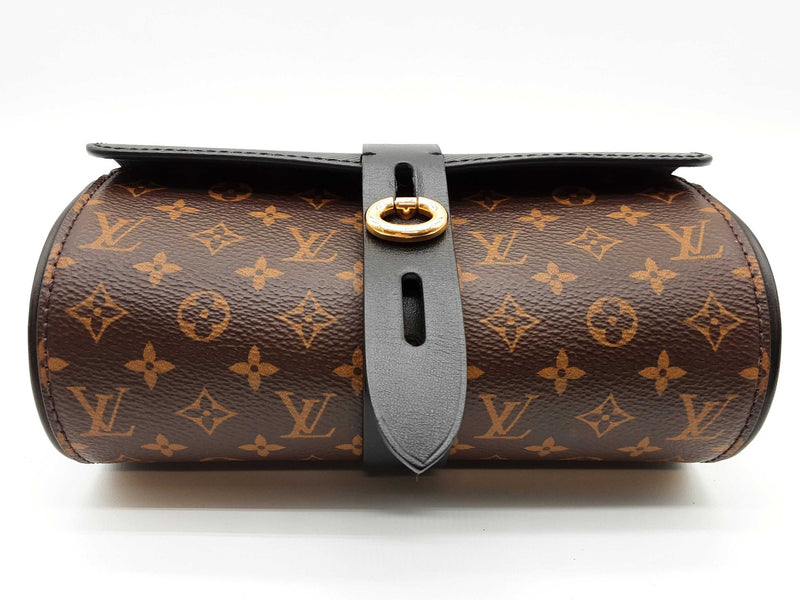 Louis Vuitton Glasses Case Brown Monogram Black Leather Chain Crossbody Bag Do0525loxzde