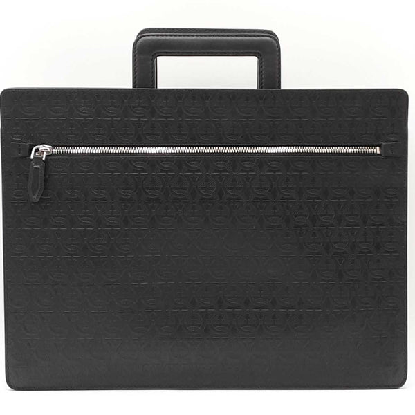 Salvatore Ferragamo Gancini Embossed Black Leather Laptop