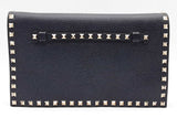 Valentino Garavani Rock Stud Dark Blue Leather Clutch Eb0526pxzde
