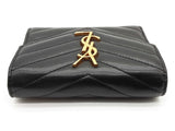 Yves Saint Laurent Ysl Black Chevron Quilted Leather Trifold Wallet Do0426oxzde