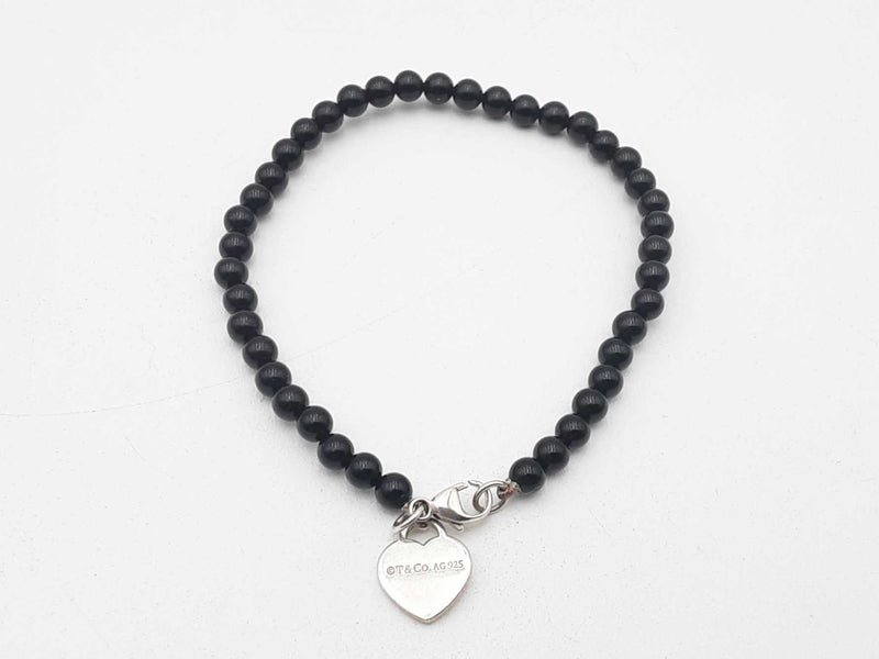 Tiffany & Co Return To Tiffany Black Onyx Bead Bracelet 7 Inch Sd0425lrzsa