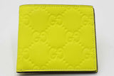 Gucci Neon Yellow Rubber Effect Gg Embossed Bifold Wallet Eb0326lpxdu