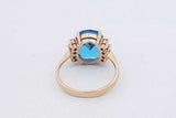 Blue Gemstone & Diamond Ring In 14k Yellow Gold 4 Grams Size 6.5 Eb0826sxsa