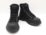 Alexander Mcqueen Tread Slick Black Canvas Lace Up Boots Size Us 7.5 Fw0126llxdu