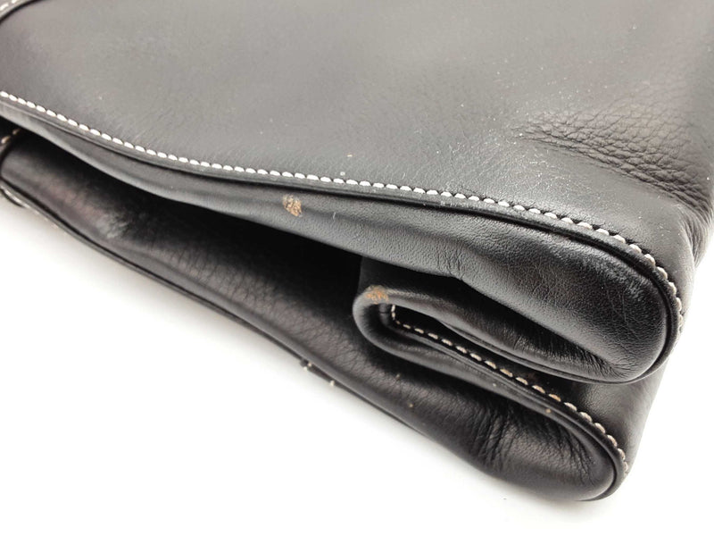 Christian Dior Black Leather Jeans Pocket Shoulder Tote Bag Do0525oxzde