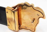 Versace Medusa Reversible Leather Belt Gold Tone Buckle Size 100 Eb1225lwxdu
