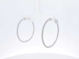 0.60 Cttw Diamond & 14k White Gold Front-facing Hoop Earrings 4.9 Grams Fw0726wrxdu