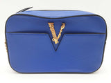 Versace Virtus Camera Blue Grainy Leather Chain Crossbody Bag Do0625wrxde