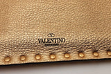 Valentino Garavani Rockstud Gold Metallic Leather Envelope Clutch Eb0726wxzsa
