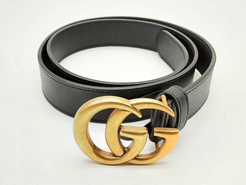 Gucci 414516 Gg Marmont Thin Black Leather Belt Size 85/34 Do1124oxzde