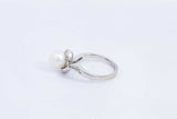 Pearl & Diamond Ring In 18k White Gold 2.9 Grams Size 6.25 Eb0624lrxsa