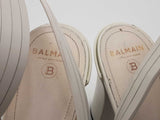 Balmain White Leather Ankle Strap Sandals Size 38.5 Eb0626lxzsa