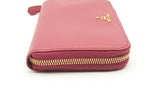 Prada Dark Pink Saffiano Leather Zip Around Wallet Eb1124crsa