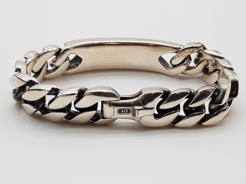 David Yurman Black Diamonds 0.925 Silver 111.1g Curb Chain Id Bracelet 7.5 In Do0625oxzxde