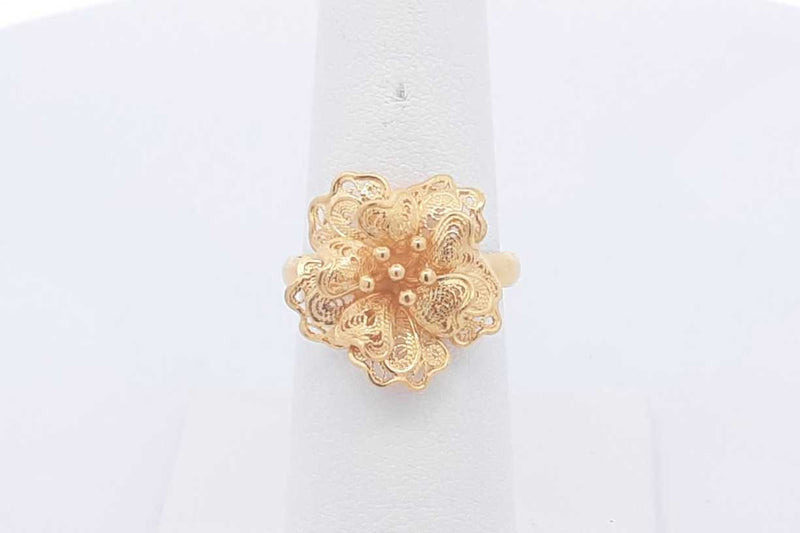 22k Yellow Gold Filigree Flower Ring 5.4 Grams Size 6.5 Eb1124wcrsa