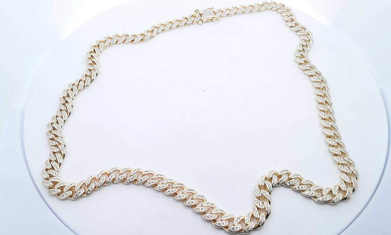 Gold Plated Sterling Silver Cuban Link Chain 71.69 Grams, 21.25 Inch Hs0224liesa