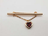 Heart Cut Red Garnet 14k Yellow Gold 3.0g Bar Pin Brooch Do0626lrxde
