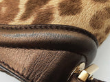 Salvatore Ferragamo Bronze Leather Calf Hair Leopard Print Shoulder Bag Eb1225oxzde