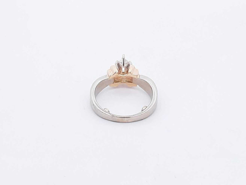 0.50 Ctw Marquise-cut Diamond & Two-tone 14k Gold Solitaire Ring 4.5 Grams Size 3.25 Fw
