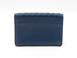 Bottega Veneta Intrecciato Card Wallet In Navy Blue Leather Fw1025ozxdu