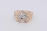 14k Two Tone Gold Horseshoe Featuring Horse Head Ring 5.6g Size 7.5 Eb0326woxsa