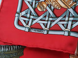 Hermes Feux De Route Carriage Lantern Red Silk Scarf Do0326orxde