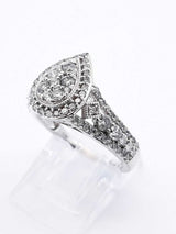 1.12 Cttw Diamond & 10k White Gold Cluster Ring 3.4 Grams Size 7 Fw0425ooxdu