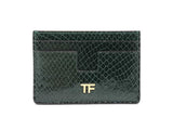 Tom Ford Card Holder Wallet In Emerald Green Croc-embossed Leather Fw0925lordu