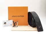 Louis Vuitton Monogram Eclipse Coated Canvas & Black Leather 40mm Belt Strap With Silver-tone Initiales Buckle Size 85|34 Fw0726lcrdu