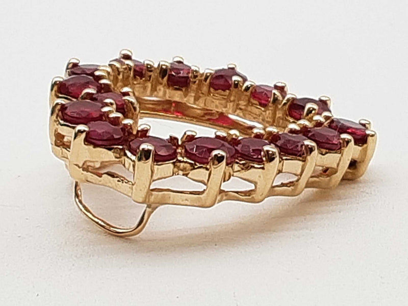 Synthetic Ruby 14k Yellow Gold 8.1g Heart Pendant Do0425wcxde