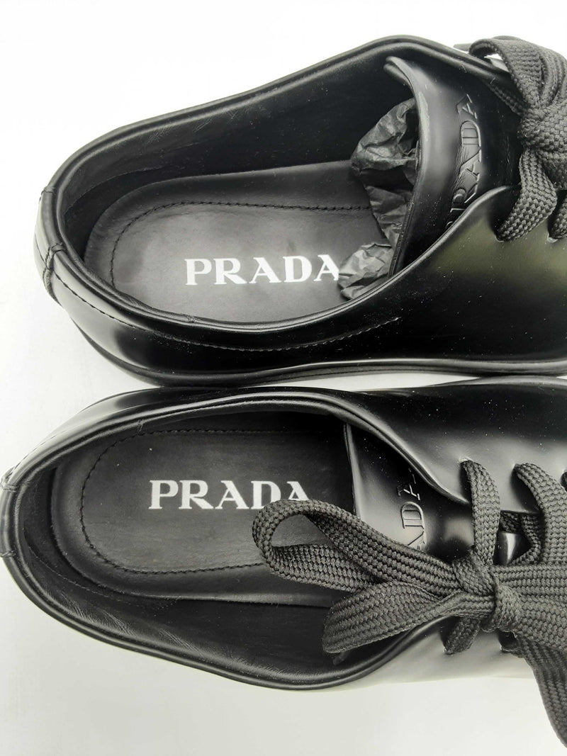 Prada Black Leather Sneakers Size 7 Eb1024orsa