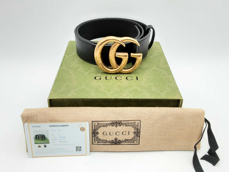 Gucci Marmont Black Leather Belt With Gold Tone Gg Buckle Fw1224oxzsa