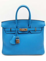 Hermes Birkin 25 Bleu Zanzibar Blue Togo Palladium Handbag Do0825lirxzde