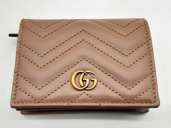 Gucci 466492 Marmont Dusty Pink Leather Card Case Wallet Do0125orxde