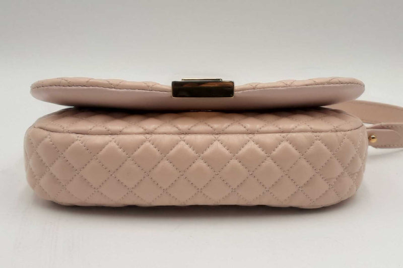 Versace Quilted Pink Leather Greca Goddess Mini Shoulder Bag Eb0224oxzsa