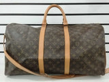 Louis Vuitton Brown Monogram Keepall Bandouliere 55 Duffle Bag Vc0826llopmia