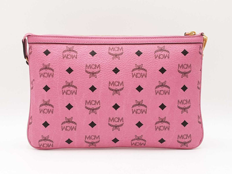Mcm Stark Wristlet Pouch In Pink Visetos Coated Canvas Fw0525lrzdu