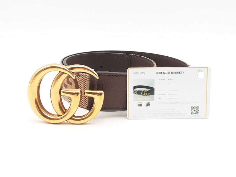 Gucci Marmont Jumbo Gg Wide Canvas & Leather Belt & Gold-tone Buckle Fw0125lxzsa