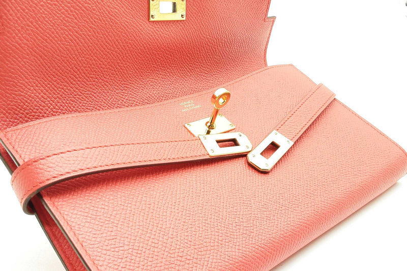 Hermes 20 Rouge Pivoine Epsom Kelly Wallet Gold Hardware Lh0924oxzxde