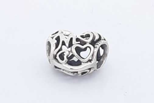 Pandora Sterling Silver Mom Heart Charm 1.1 Grams Eb0824rsa