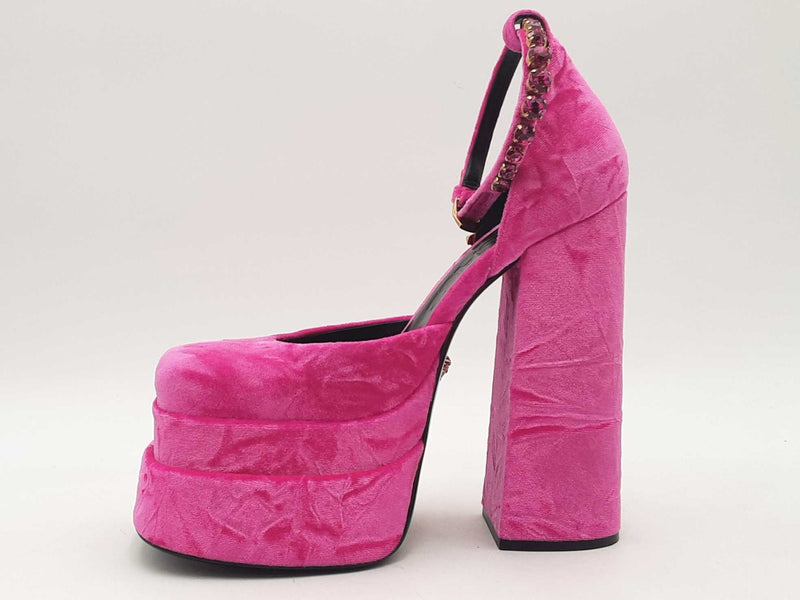 Versace Medusa Aevitas Velvet Platform Pump Pink Size 37 Aa0525ezsa
