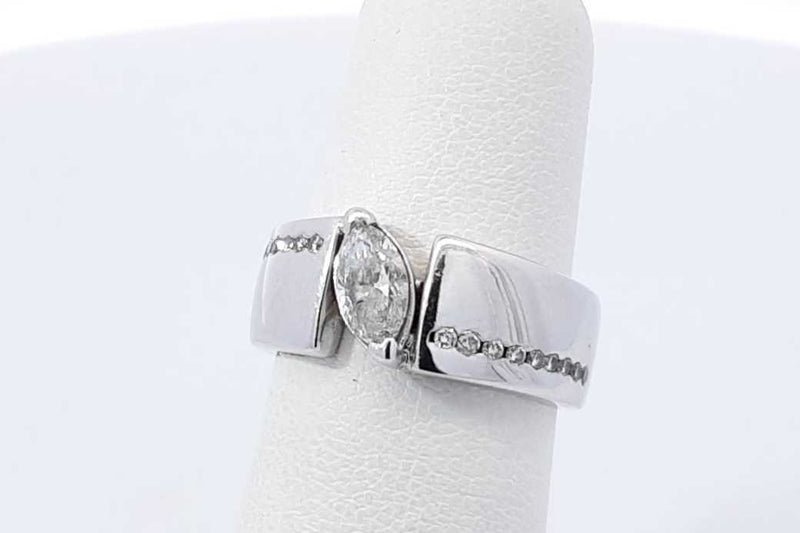 0.60ctw Marquis Diamond Ring In 18k White Gold 7.2 Grams Size 5 Eb0725pcrdu