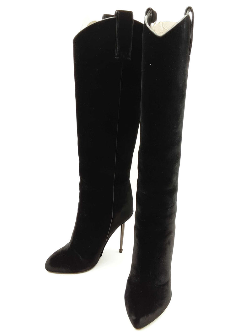Tom Ford Black Velvet Knee High Boots Size Eu 36 Do0525wxzde