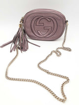 Gucci Soho Purple Metallic Leather Chain Crossbody Eb0126oxzsa