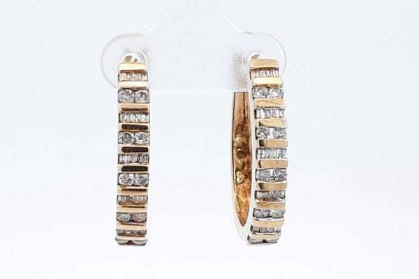 0.88ctw Diamond Hoop Earrings In 10k Yellow Gold 7.8 Grams Eb0225opxsa