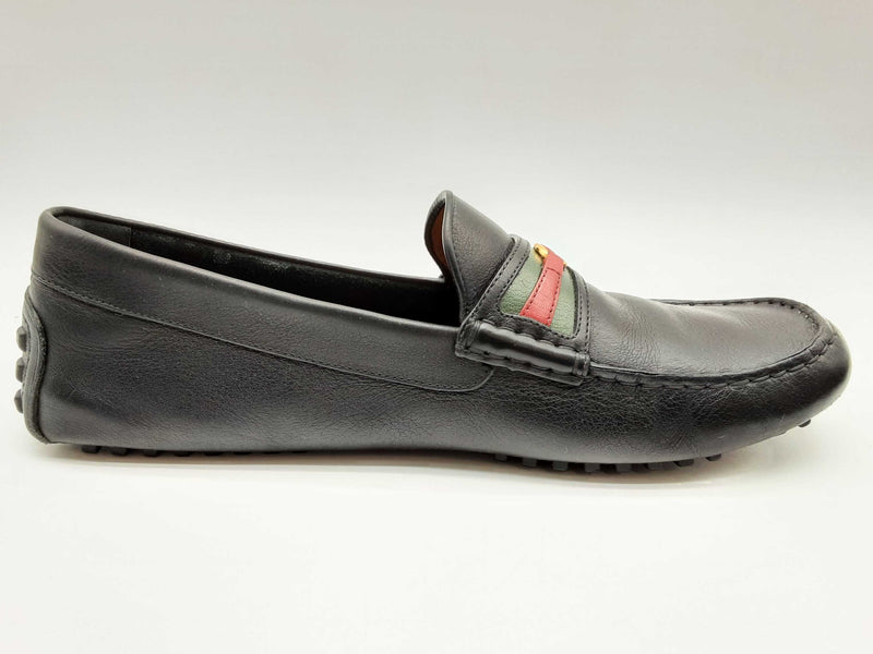 Gucci 648039 Aryton Web Stripe Black Leather Loafers Size G 11 Mens Do1124lexde