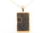 21k Yellow Gold Rose Rectangle Pendant & Chain 18 Grams 15.5 Inch Eb1224pxzdu