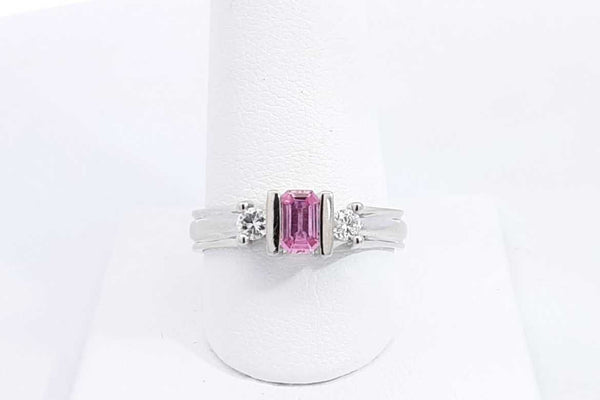 Pink Gemstone & Diamond Ring In 14k White Gold 5 Grams Size 9.5 Eb0924pxzsa